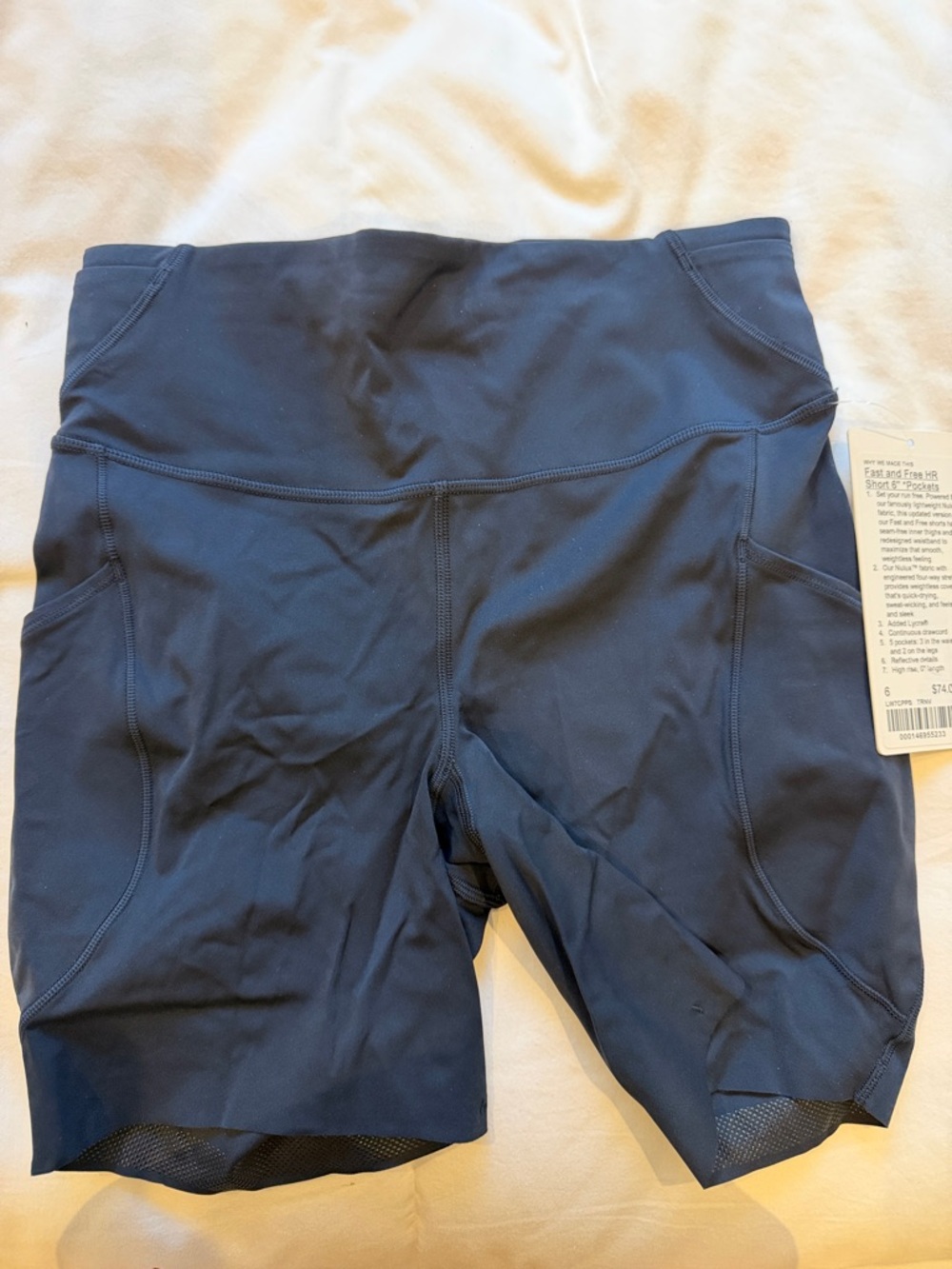 lululemon athletica Fast and Free High Rise 6” Pocket Navy Bike Shorts